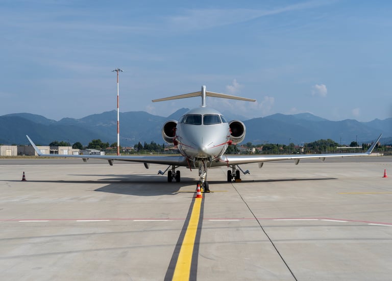 VistaJet private flight. Bombardier Challenger 350 at BGY Milano Bergamo international airport